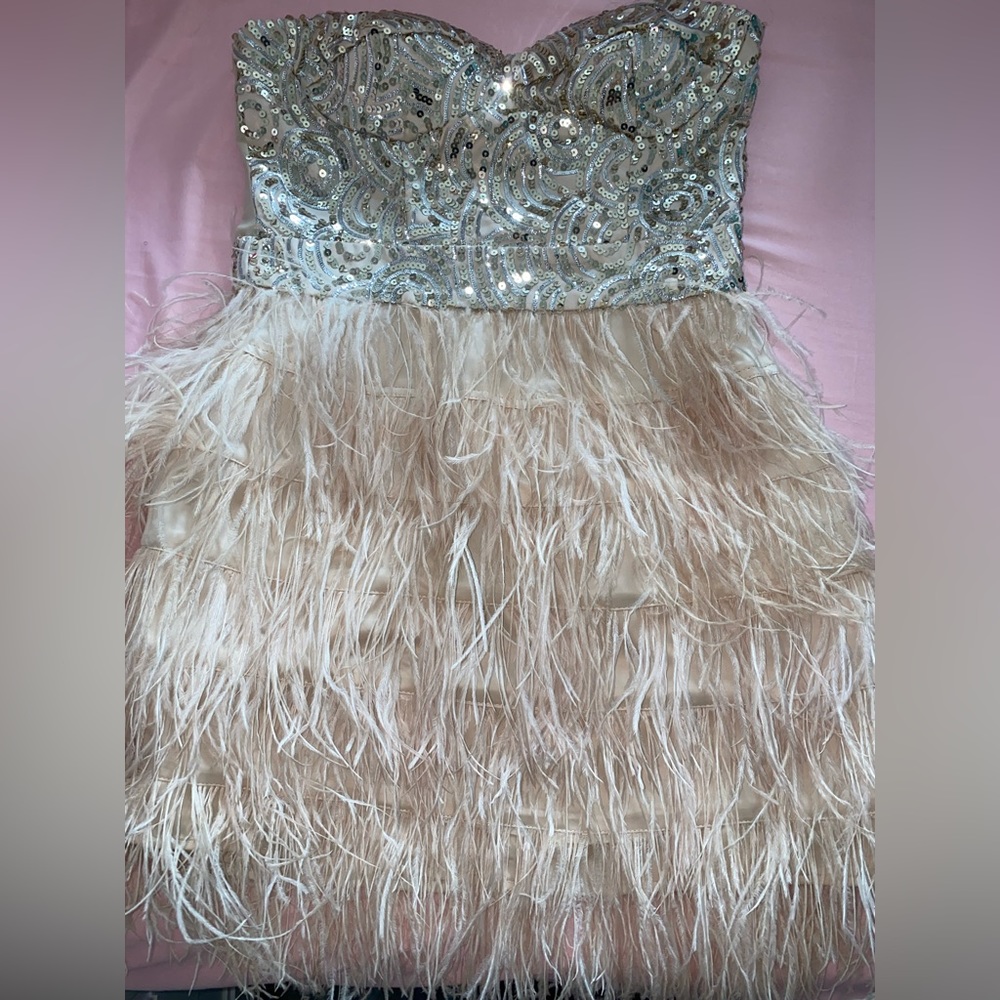 Beige Bebe dress…size medium…worn only once